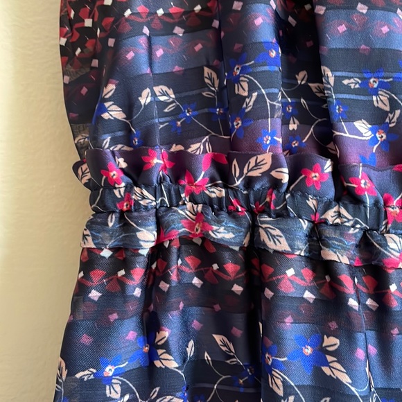 NWT Kensie 4 multicolor purple navy red stripe midi maxi ruffle shark bite new 4 - Picture 6 of 11